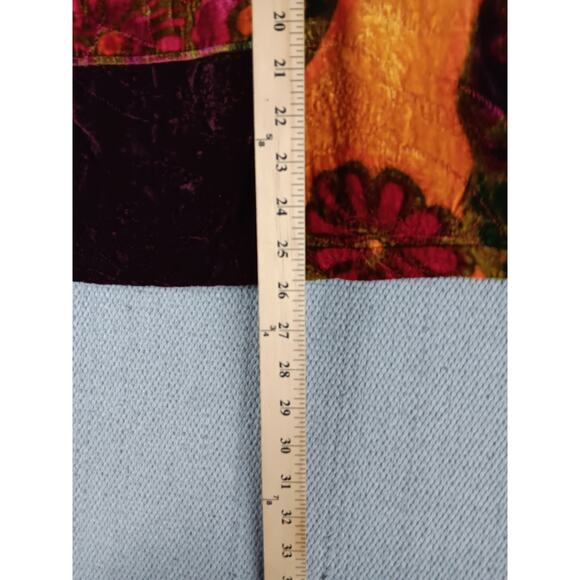 Chicos Fleece Jacket Womens 2 Large Purple/Red Floral Soft Silk Blend Luxury - Picture 11 of 14